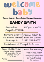 Welcome Baby Invite - Pink & Yellow