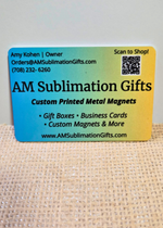 2x3 in metal business card with a magnet on the back, fast shipping