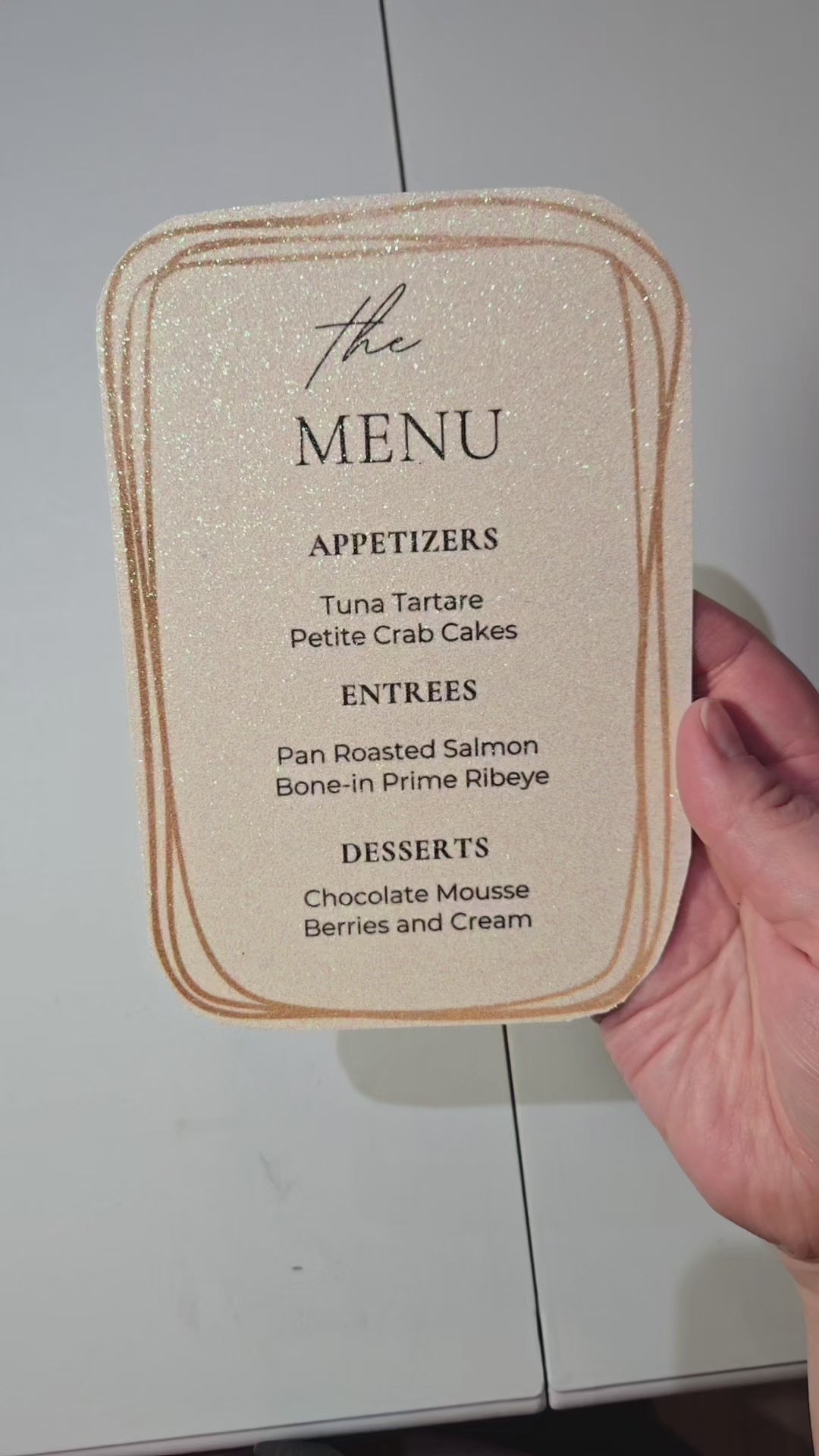 5x7" Custom Printed Glitter Invitations & Menu Cards | Event Stationery