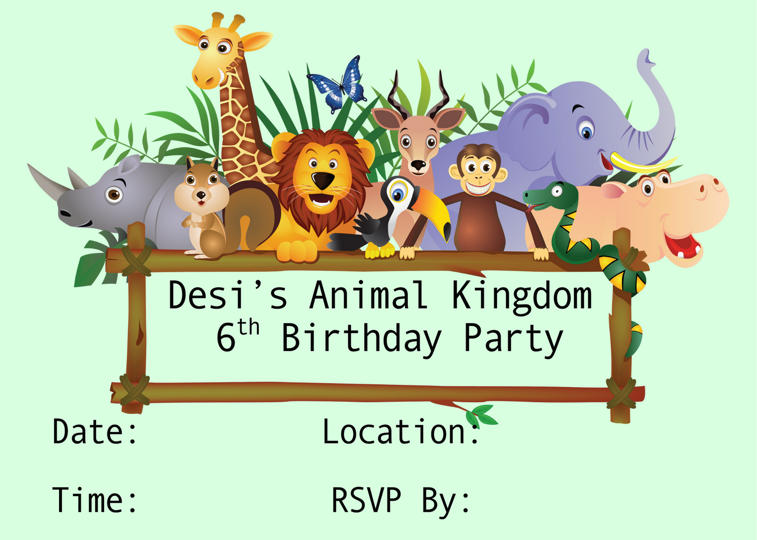 Animal Theme Six Birthday