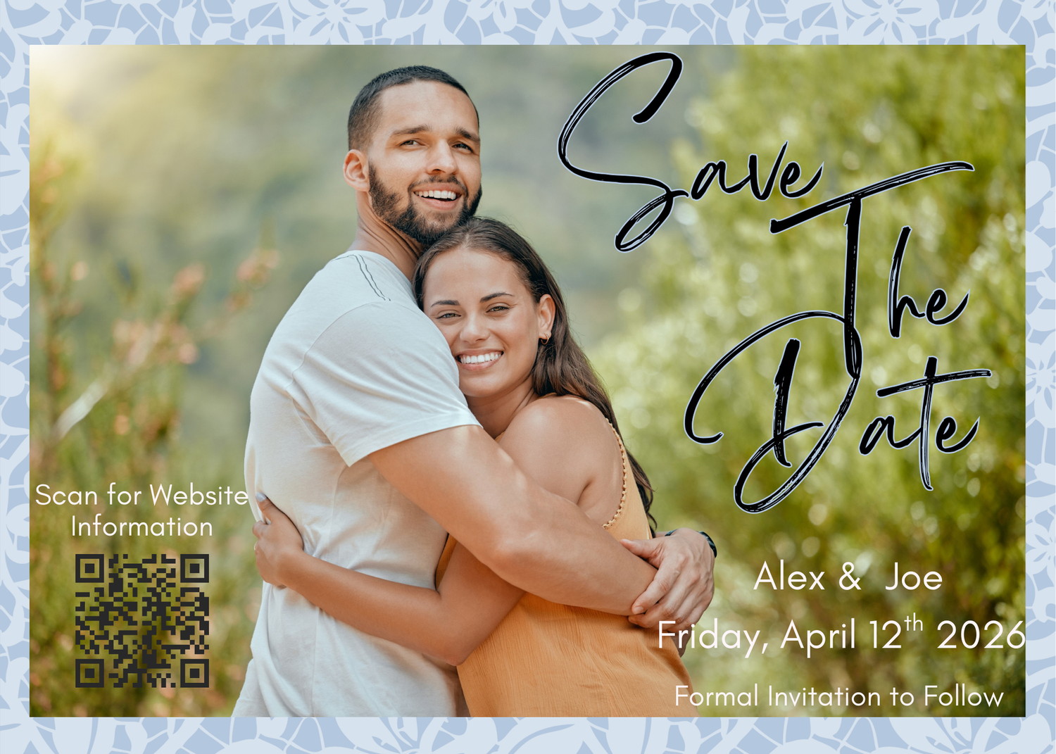 Blue Floral Background Save the Date