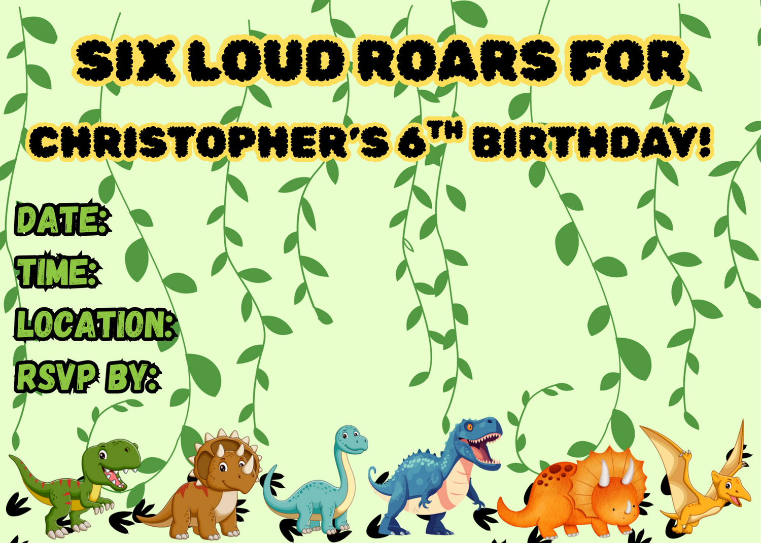 Dinosaur theme Six Birthday