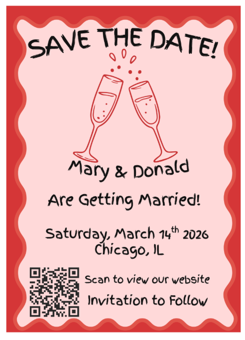 Monochrome Red Contemporary Save the Date