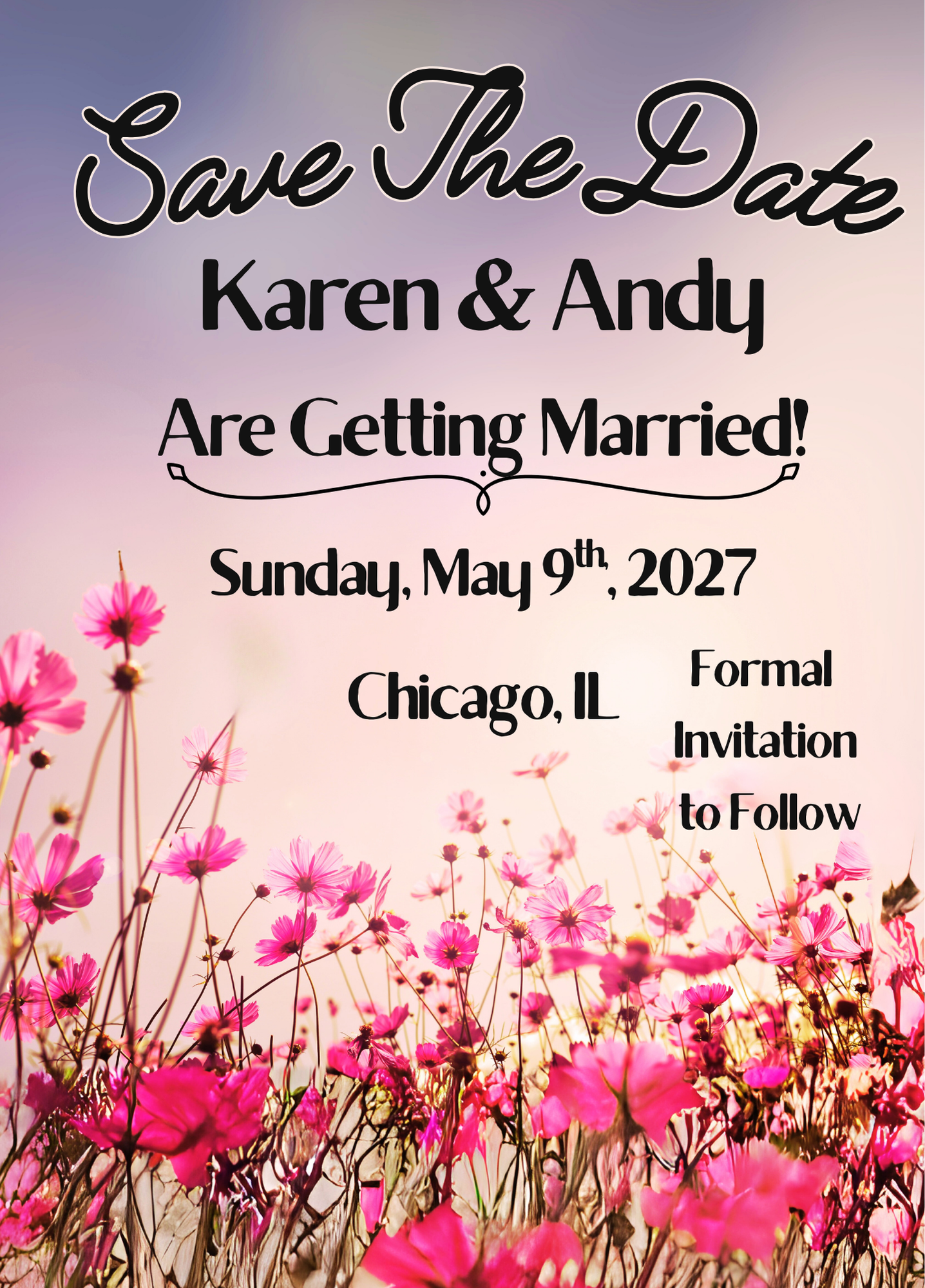 Pink Floral Save the Date