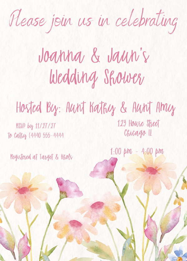 Pink Floral  Wedding Shower
