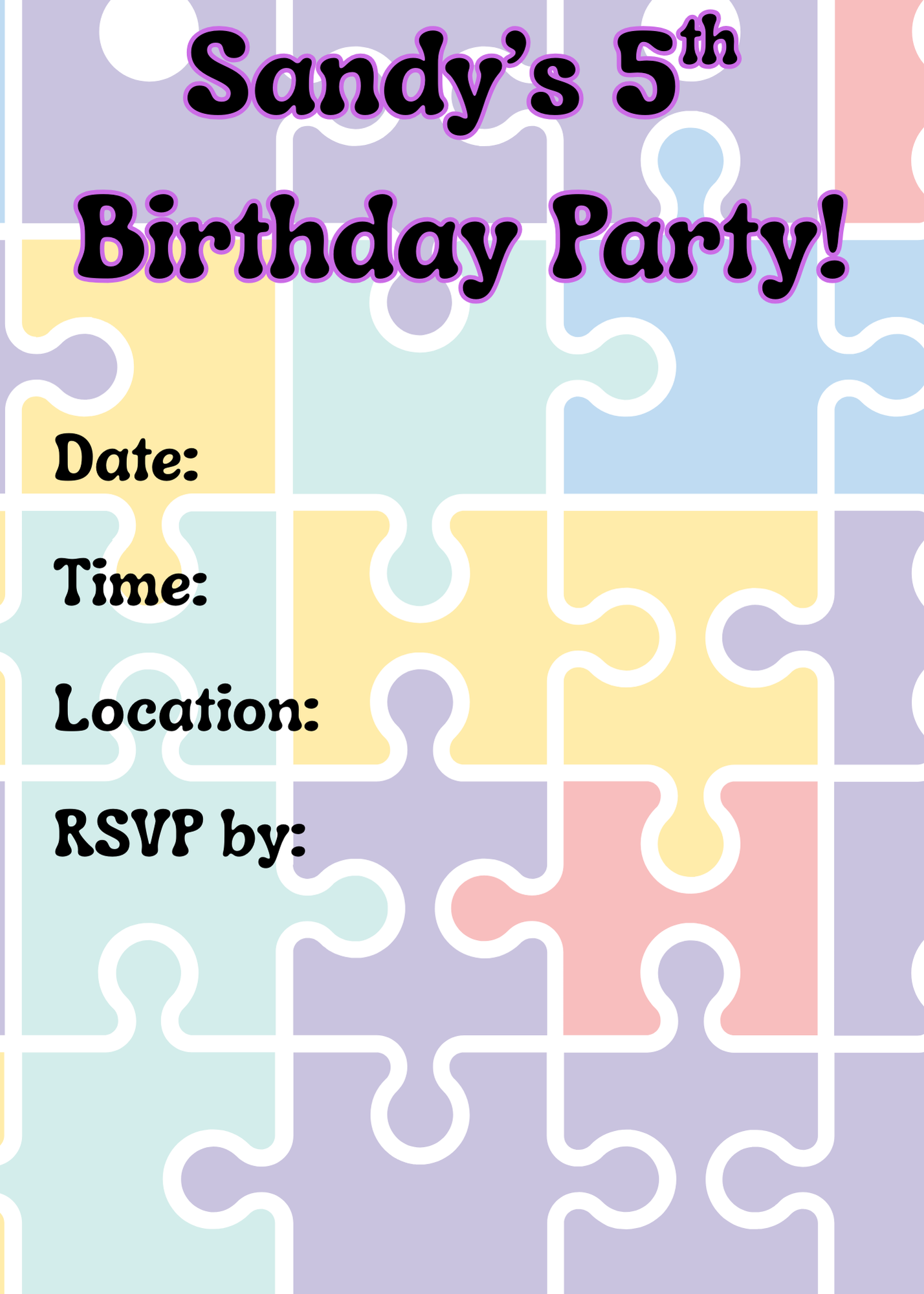 Puzzle Theme Fifth Birthday